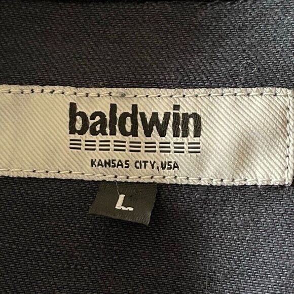 Baldwin Womens Navy Blue Denim Leather Jacket Made in Kansas City USA Sz S - Picture 2 of 7